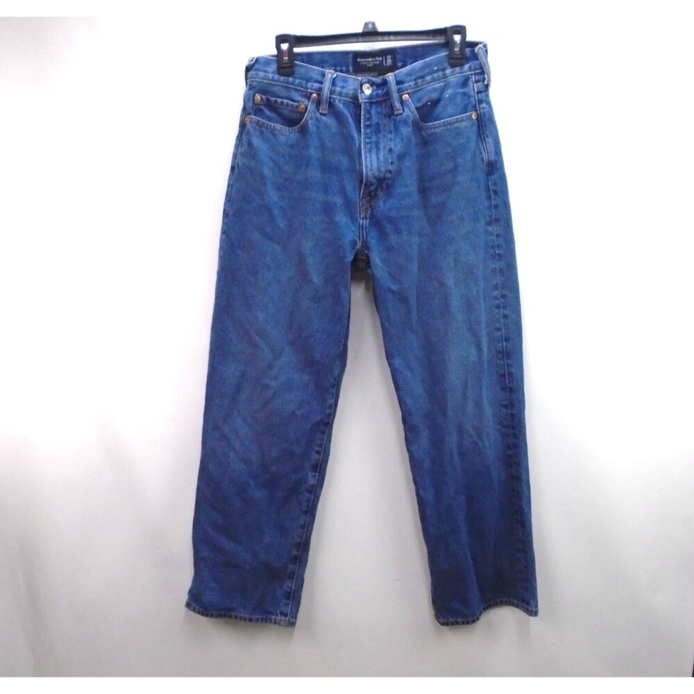 Y2K Abercrombie & Fitch Men Baggy Jeans 31 Authentic Rigid Denim Blue Wash A&F